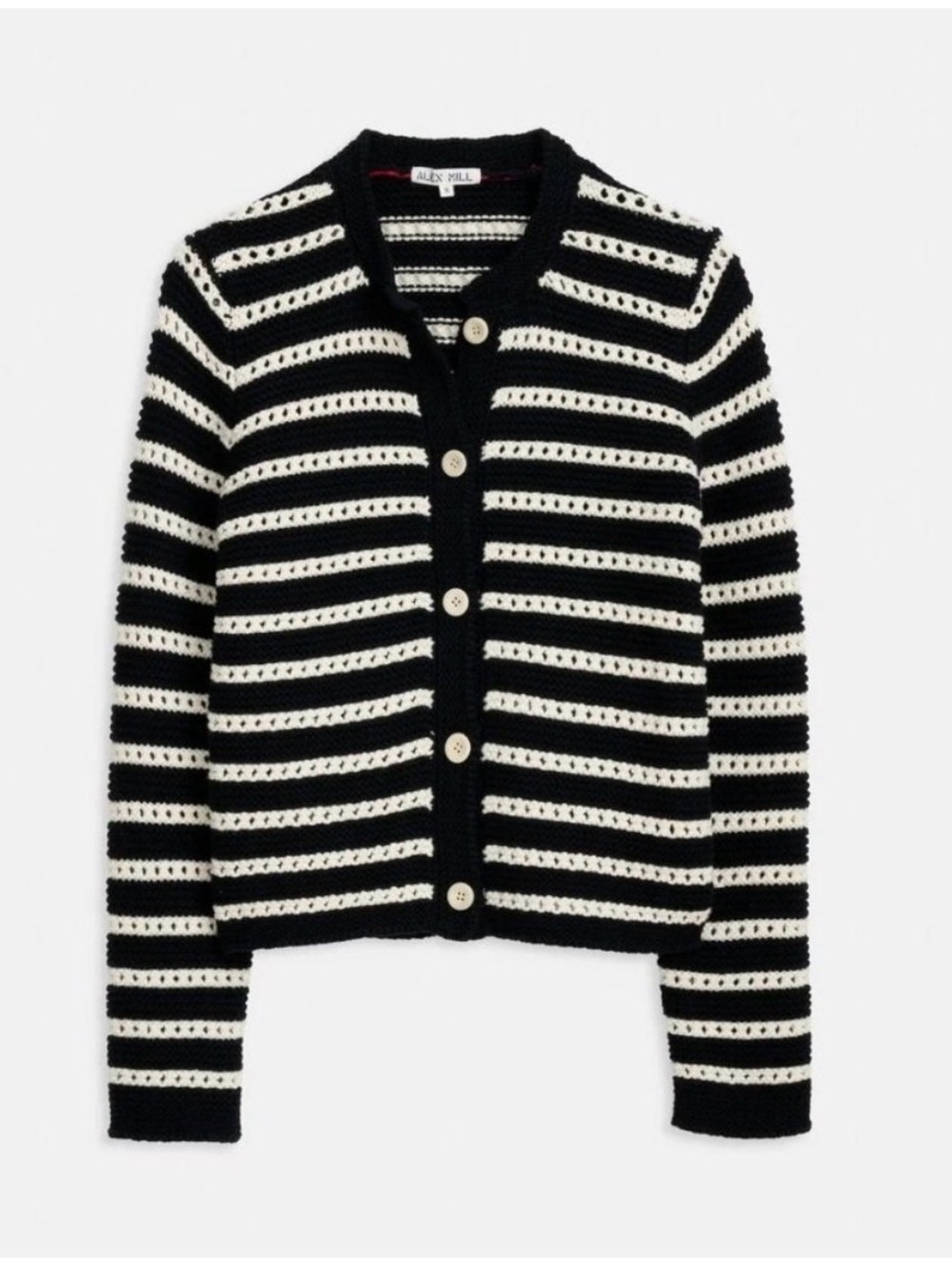 Alex Mill Hailey Cardigan - Black Ivory Striped